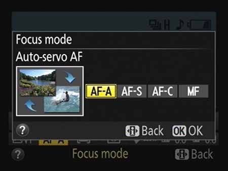 مود فوکوس AF-A در دوربین نیکون